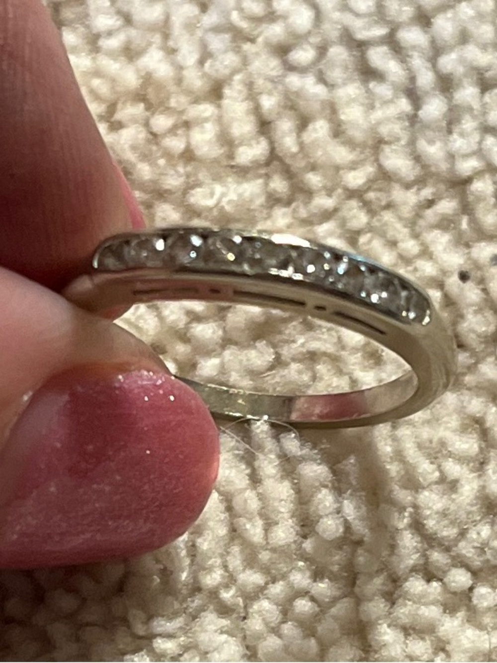 Vintage EVERTS Jewelers 14K White Gold Channel Diamond Wedding Band Ring